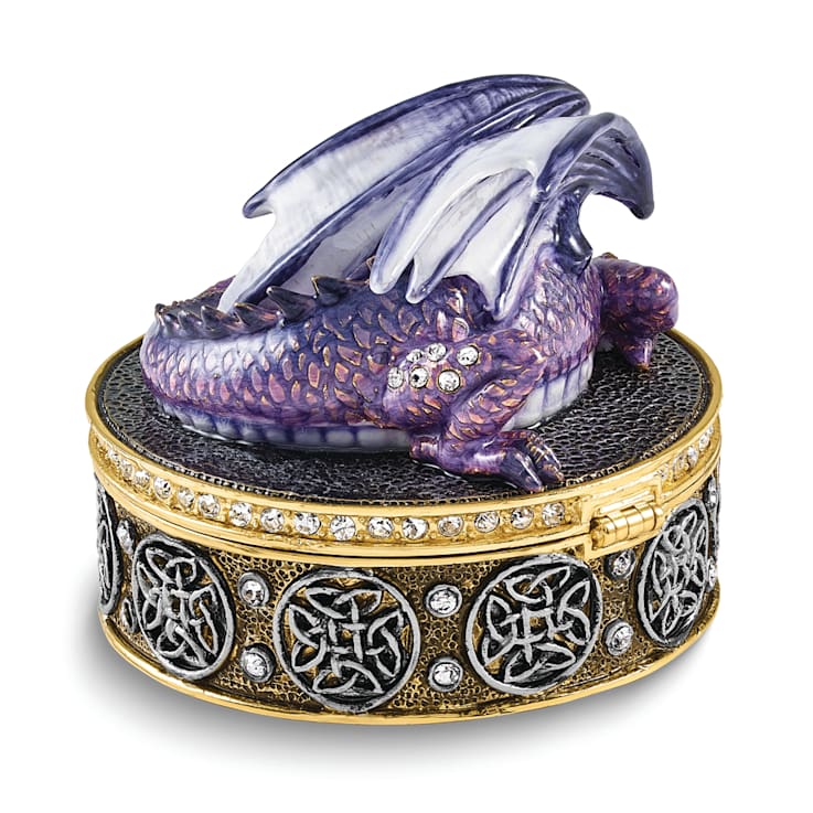 Bejeweled KAIDA Purple Dragon Necklace with Trinket Box