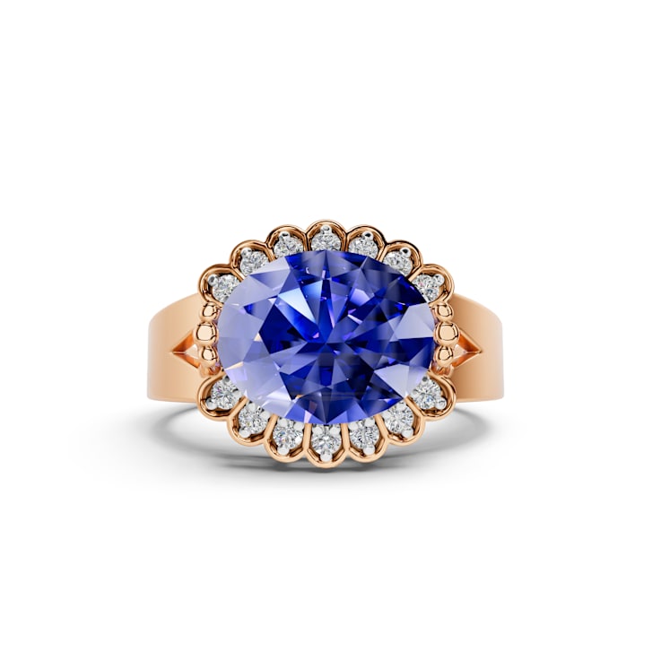 14K Rose Gold Tanzanite and Diamond Ring 2.89 ctw