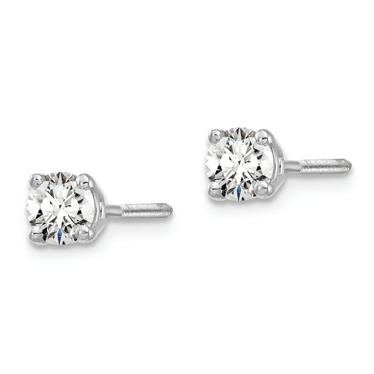 Rhodium Over 14K Gold Lab Grown Diamond 1/2ct. VS/SI GH+, Screw Back Earrings