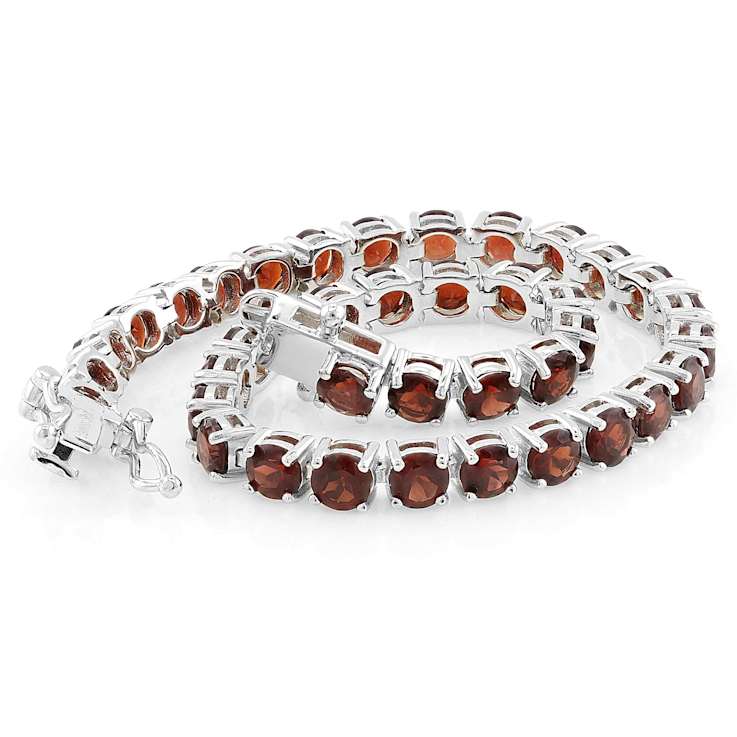 Red Garnet Tennis Bracelet In Sterling Silver 11.70ctw