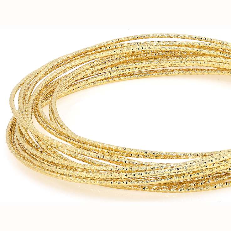Diamond-Cut Multi-Row Bangle In 18K Gold Over Bronze