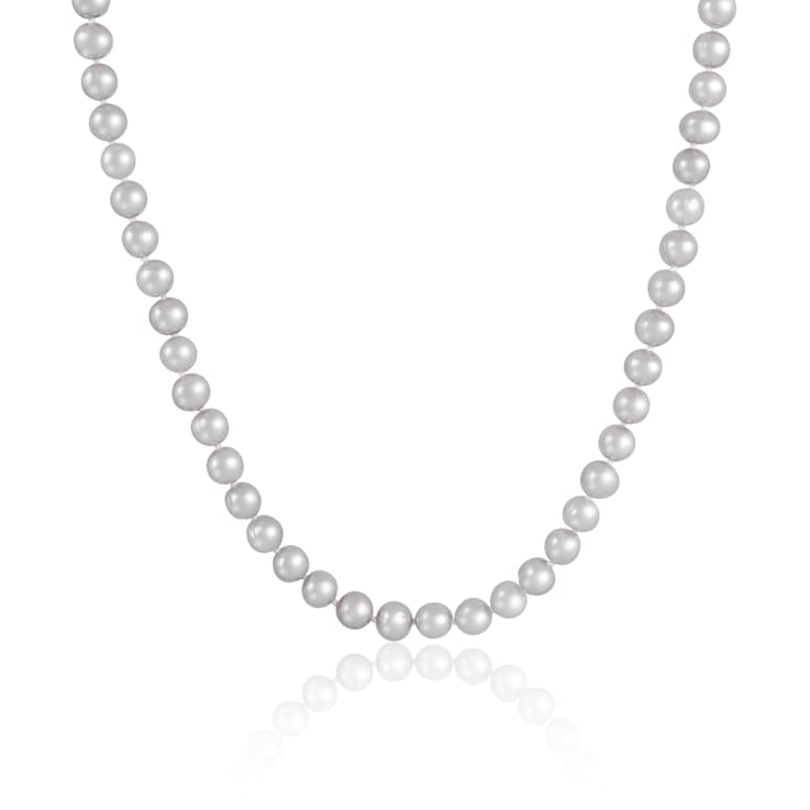 7-8mm Grey Cultured Freshwater Pearl endless Necklace