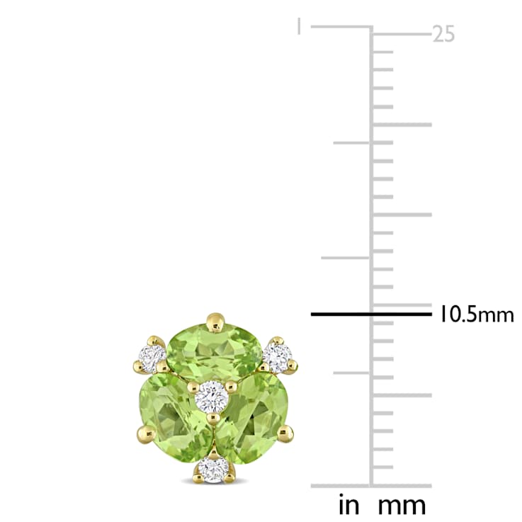 Peridot and Diamond 14K Yellow Gold Earrings 3.04ctw