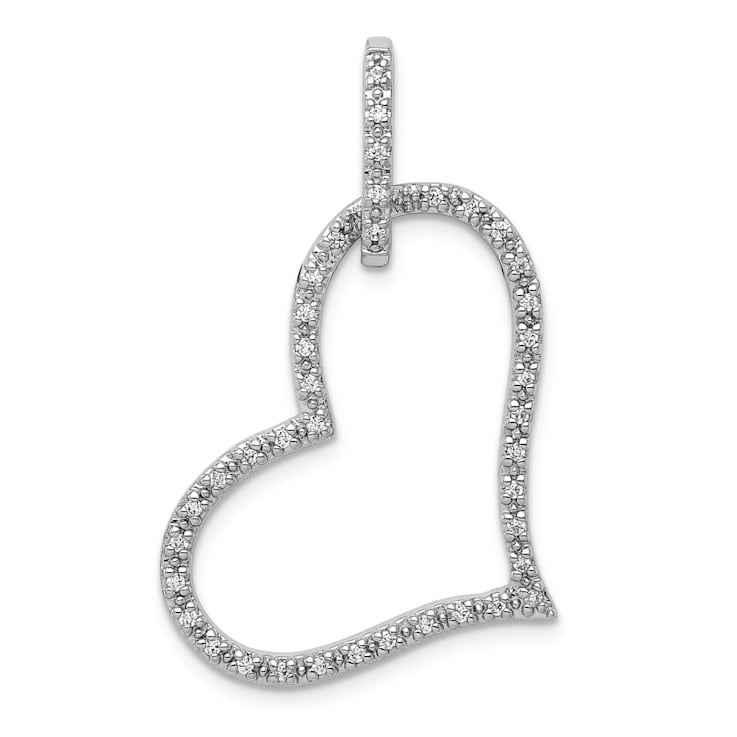 Rhodium Over 14k White Gold Diamond Heart Pendant