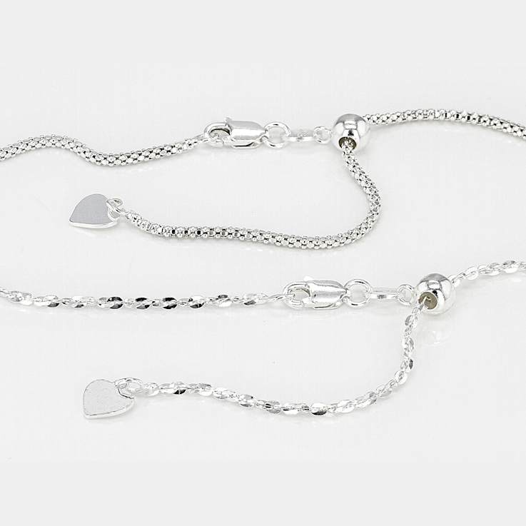Twisted Serpentine And Diamond-Cut Popcorn Chain Necklace Set Of 2 In
Sterling Silver 24 Inch
