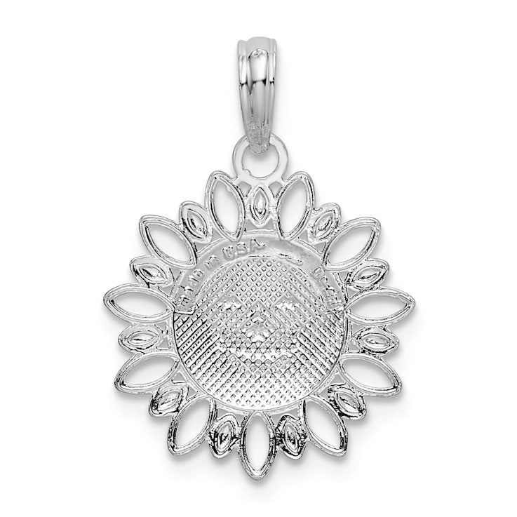 Rhodium Over Sterling Silver Polished Smiling Sun Pendant