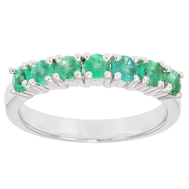 Emerald Band Ring In Sterling Silver 0.65ctw