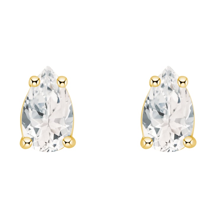 5x3mm Pear Shape White Topaz 14k Yellow Gold Stud Earrings