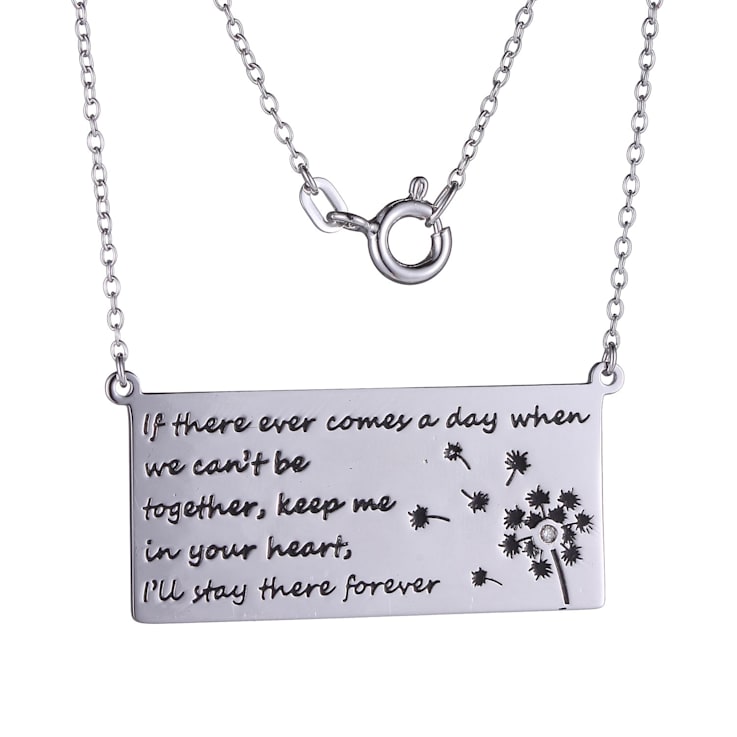 White Diamond Accent Rhodium Over Sterling Silver Love Note Necklace