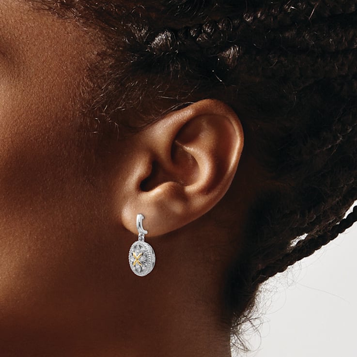 Sterling Silver Rhodium-plated with 14K Accent Diamond Earrings