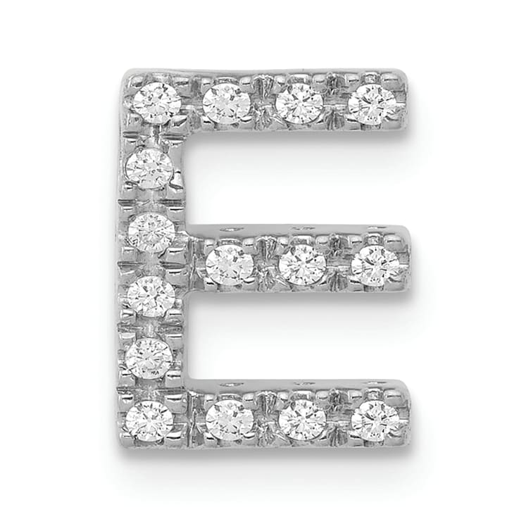 Rhodium Over 14K White Gold Diamond Letter E Initial Charm