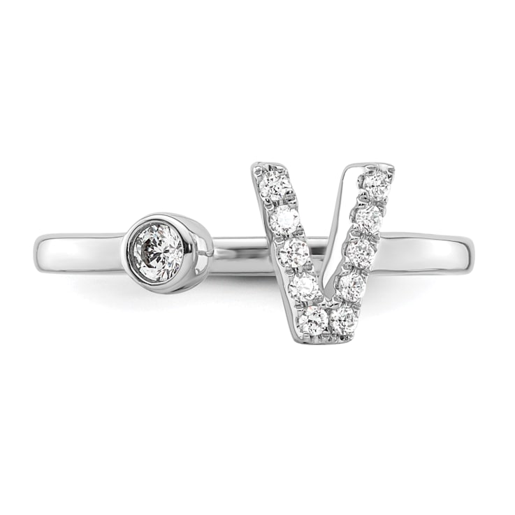 Rhodium Over 14K White Gold Lab Grown Diamond VS/SI GH, Initial V
Adjustable Ring