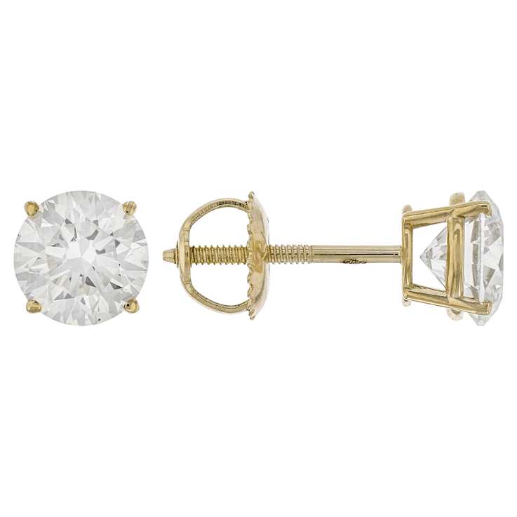 Lab-Grown Diamond Solitaire Stud Earrings 2.00ctw In 10K Yellow Gold