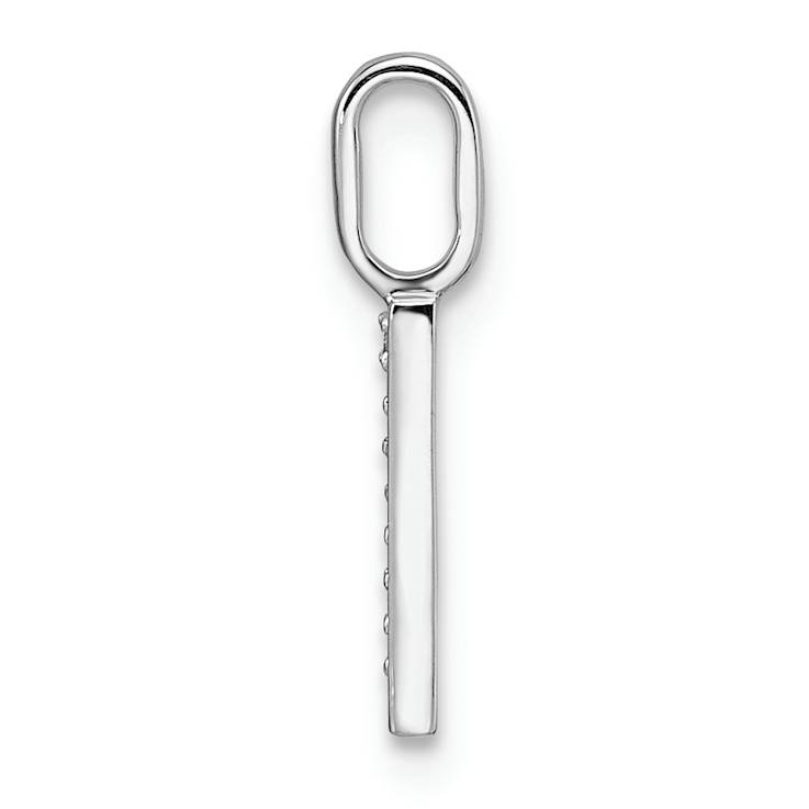 14K White Gold Diamond Letter I Initial Pendant