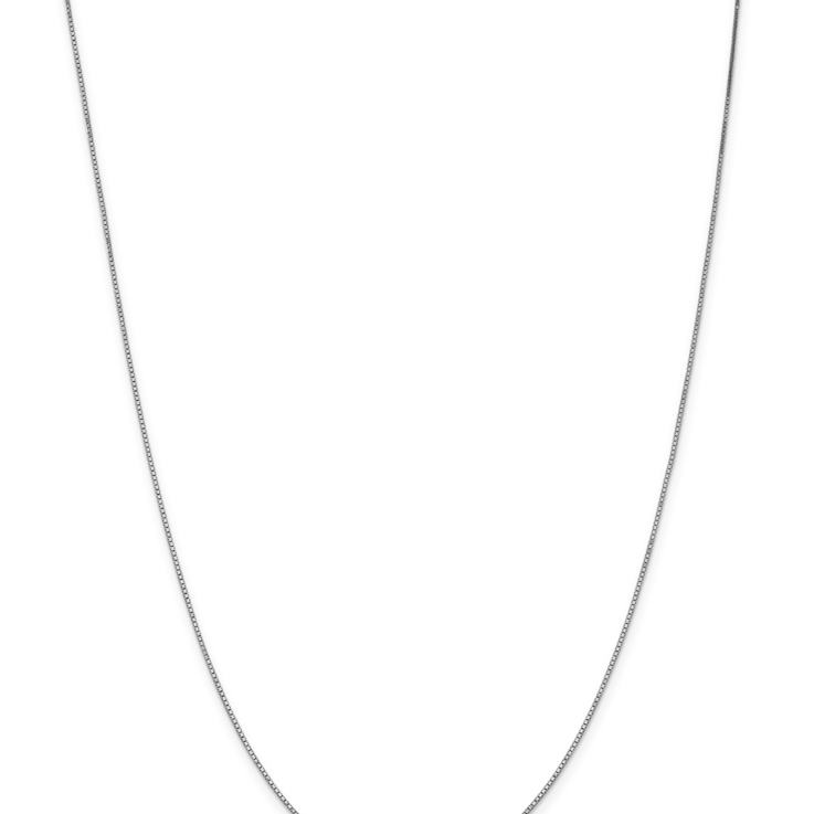 Rhodium Over 14k White Gold 0.9mm Solid Box 16 Inch Chain
