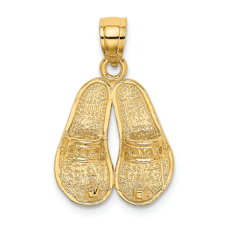 14k Yellow Gold Textured Reversible Bahamas Double Sandals Charm