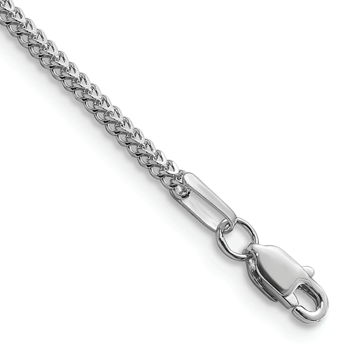 Rhodium Over 14k White Gold 1.3mm Franco Link Bracelet