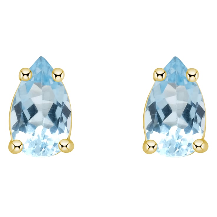 5x3mm Pear Shape Aquamarine 14k Yellow Gold Stud Earrings