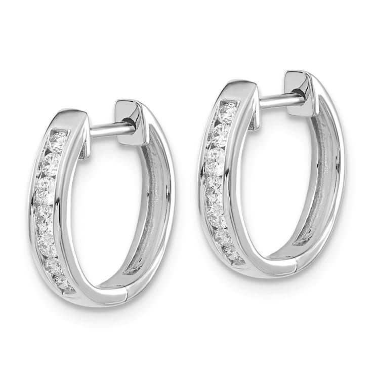 Rhodium Over 14K White Gold Lab Grown Diamond SI1/SI2, G H I, Hinged
Hoop Earrings