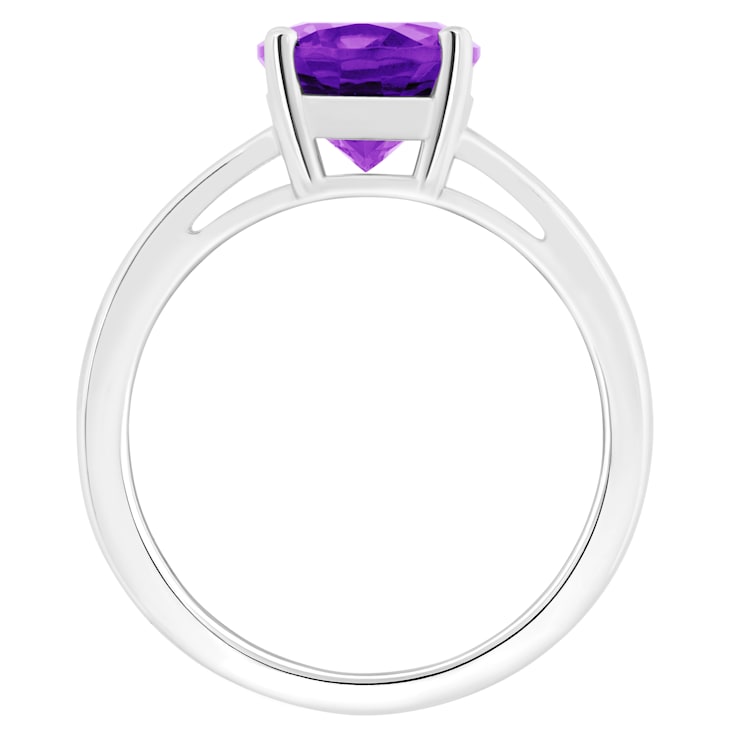 10x8mm Oval Amethyst Rhodium Over Sterling Silver Ring