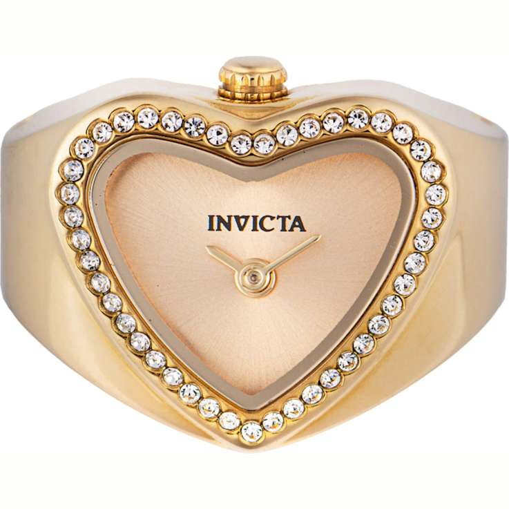 Invicta Mini 18.5mm Yellow Dial Yellow Stainless Steel Band Quartz Ring Watch