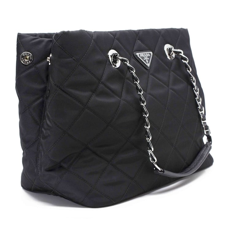 期間限定セール Prada Black 1CPRJA - Tote Bag Shoulder Chain Tessuto Quilted バッグ