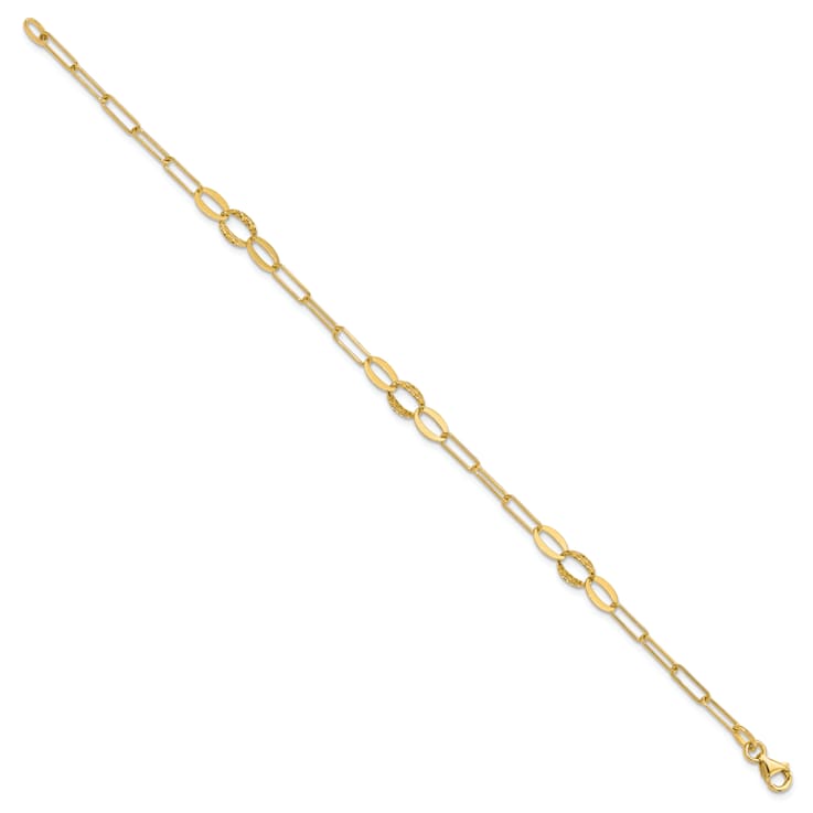 14K Yellow Gold Diamond-cut Paperclip Link 7.25-inch Bracelet