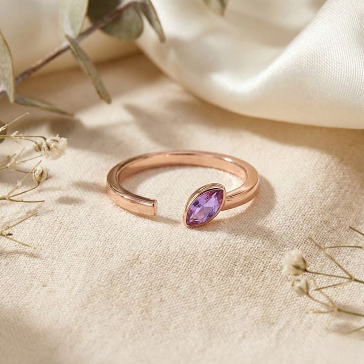 Amethyst Marquise Solitaire Open Design Ring In 14K Rose Gold Over
Sterling Silver