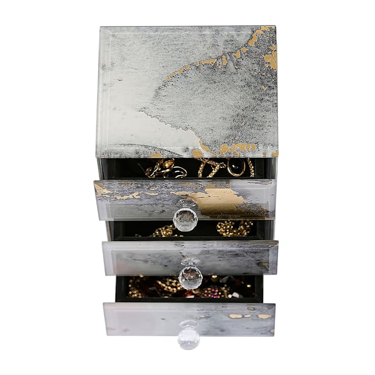 Mele and Co Maura Marbled Glass Jewelry Box