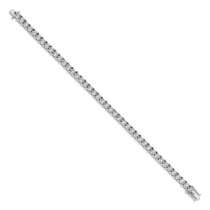 Rhodium Over 14k White Gold Illusion Setting Diamond Bracelet