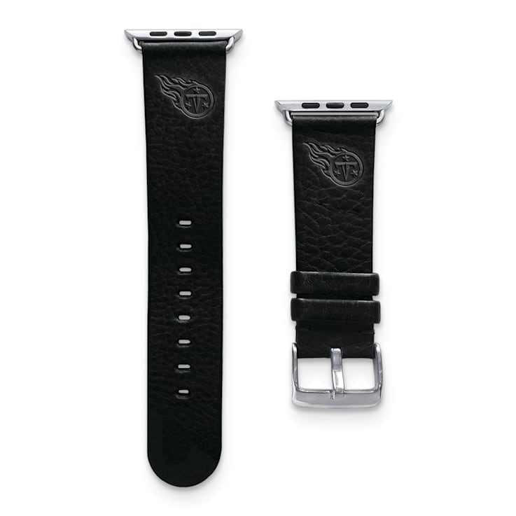 Gametime Tennessee Titans Leather Band fits Apple Watch (42/44mm M/L
Black). Watch not included.