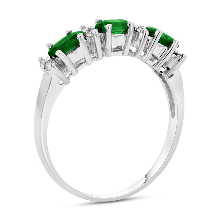 0.75ctw Emerald and Diamond Band Ring in 14k White Gold