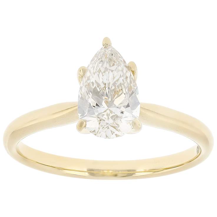 Lab-Grown Diamond Pear Shape Solitaire Ring In 14K Gold 1.10ct