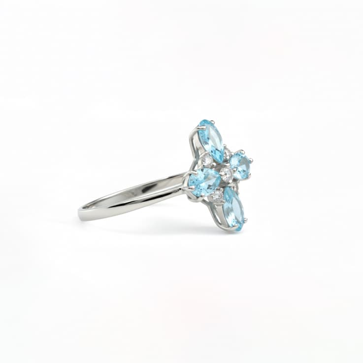 Sky Blue Topaz and White Topaz Sterling Silver Ring
