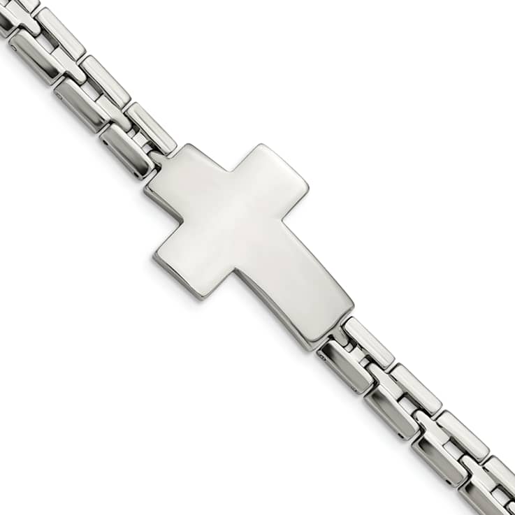 Stainless Steel Polished Cross Bracelet