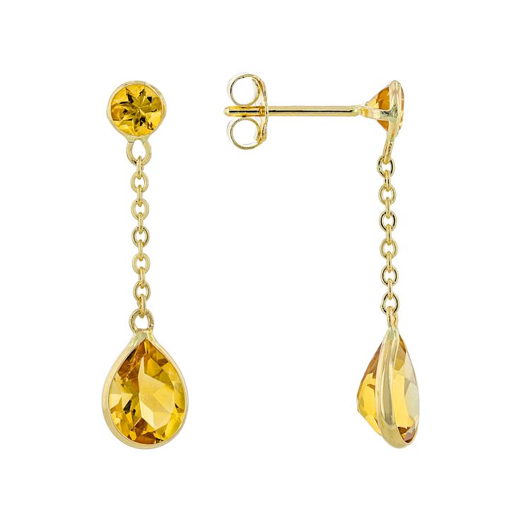 Yellow Citrine 14k Yellow Gold Dangle Earrings 2.14ctw