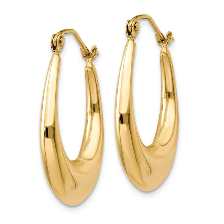 14k Yellow Gold 1/2" Polished Hoop Earrings