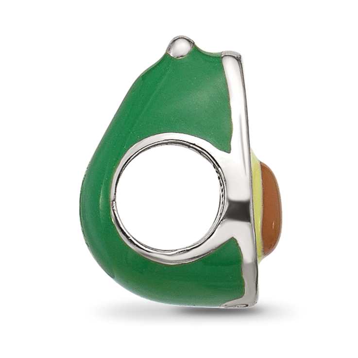 Sterling Silver Kids Enamel Avocado Half with Pit Bead