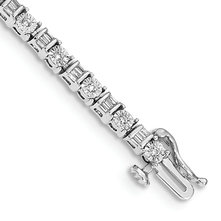 Rhodium Over 14k White Gold Diamond Bracelet