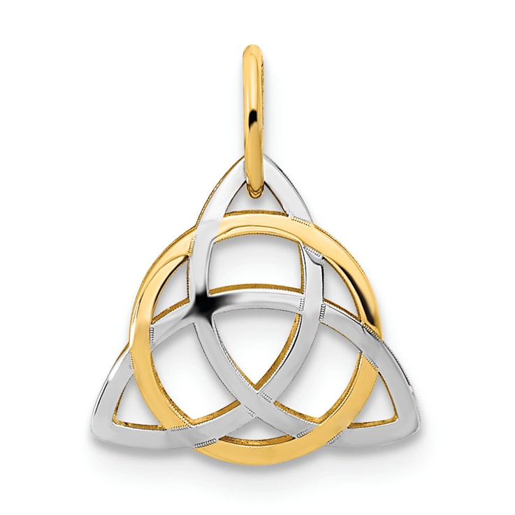 14K Yellow Gold with White Rhodium Polished Celtic Pendant