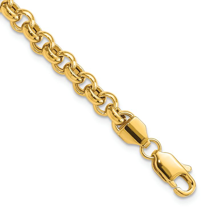 10k Yellow Gold 5mm Polished Fancy Rolo Link Bracelet