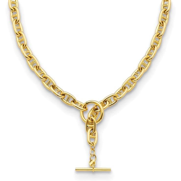 14K Yellow Gold 8mm Anchor Link 18-inch Y-drop Toggle Necklace