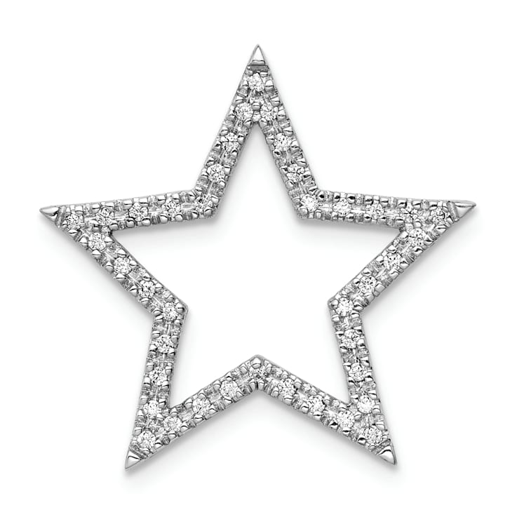 Rhodium Over 14k White Gold Large Diamond Star Chain Slide Pendant