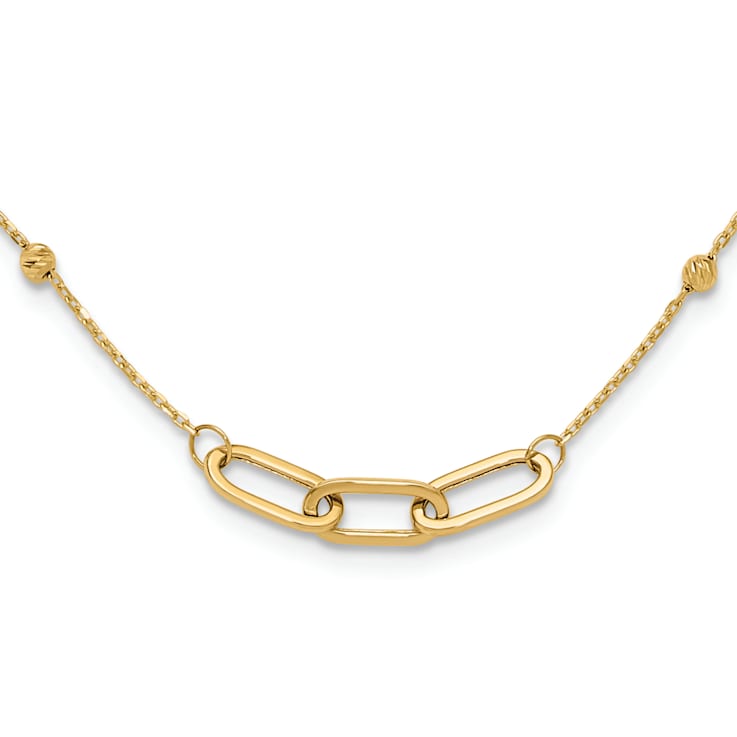 14K Yellow Gold Polished and Diamond-cut Fancy Necklace