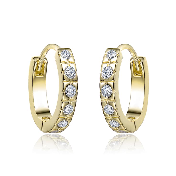 Mini CZ Huggie Earrings In 14K Gold Over Brass