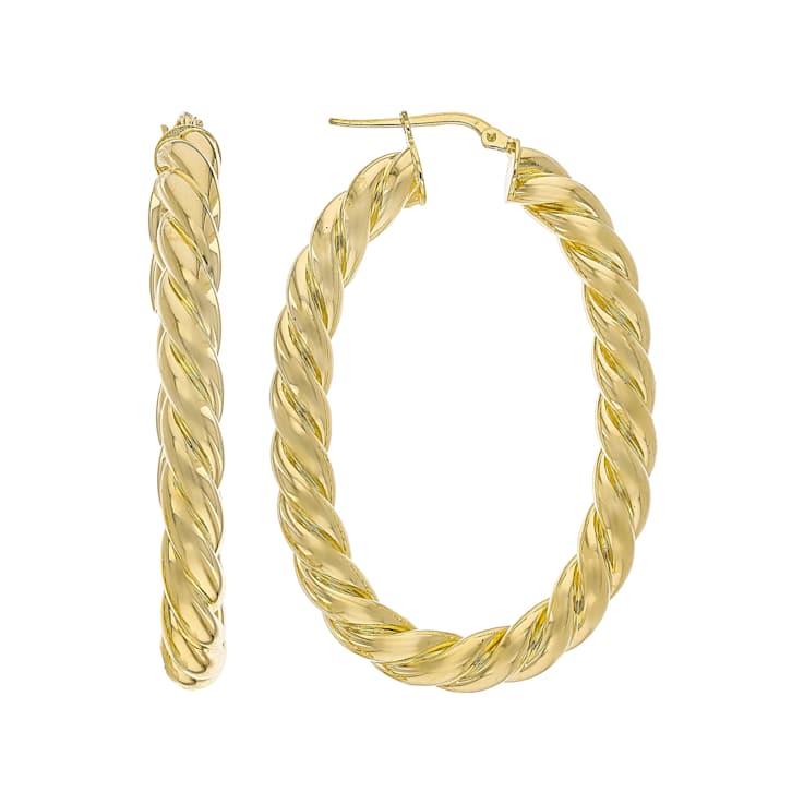 2 Inch Twisted Hoop Earrings In 18K Gold Over Bronze