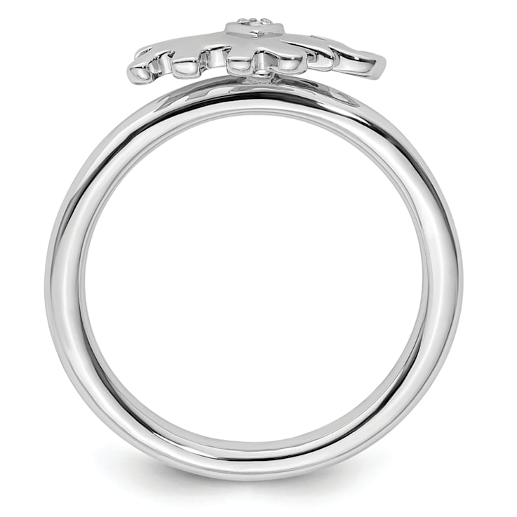 Sterling Silver Stackable Expressions Elephant Diamond Ring 0.029ctw