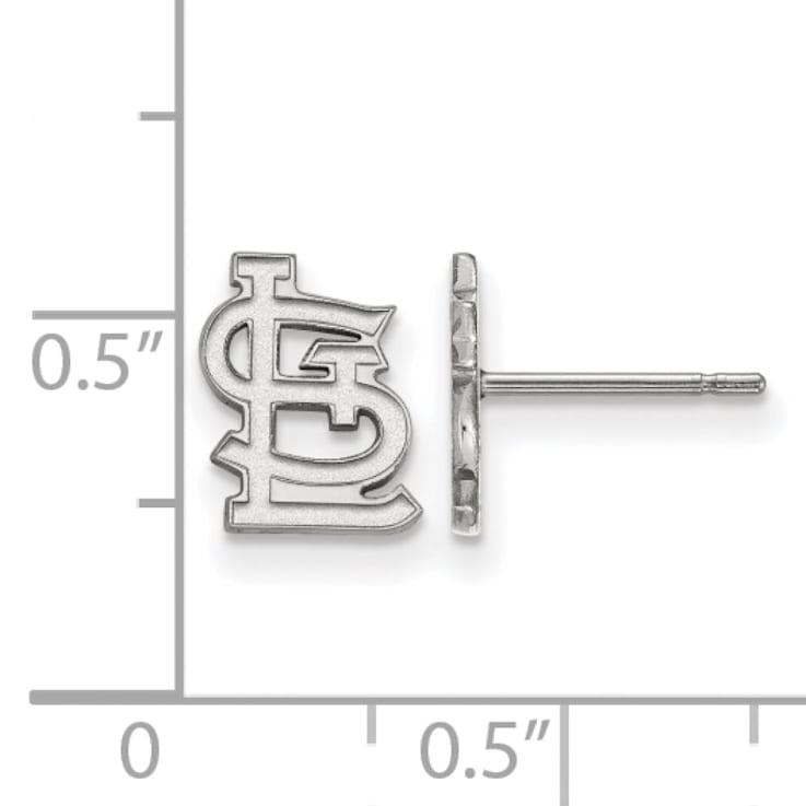 Rhodium Over Sterling Silver MLB LogoArt St. Louis Cardinals Post Earrings