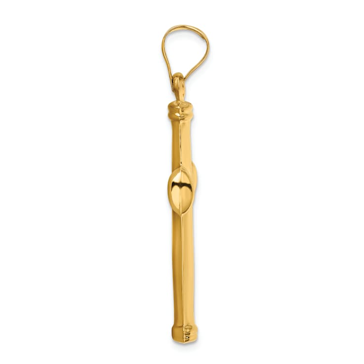 14k Yellow Gold 3D Polished Stamping Cross Pendant