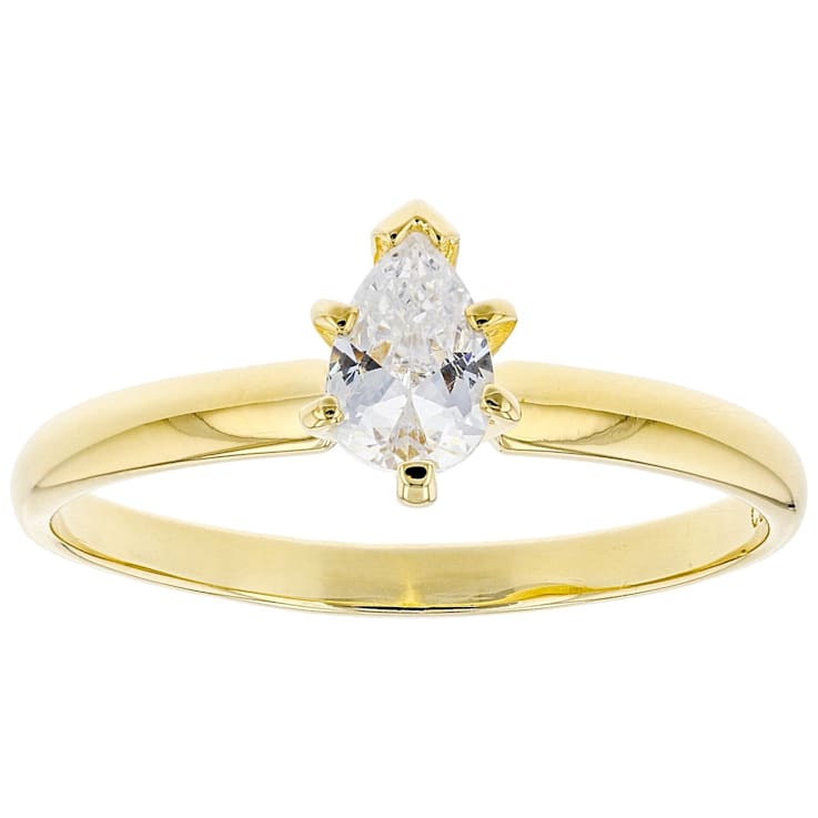 White Cubic Zirconia 18K Yellow Gold Over Sterling Silver Promise Ring 0.60ctw